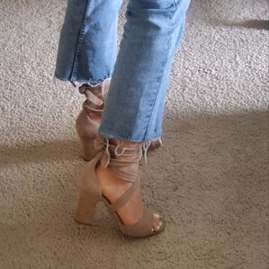 Karl Lagerfeld Racha wrap tie suede sandals